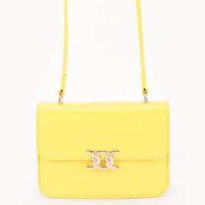 Classy Vegan Leather Shoulder Bag with Gold Hardware
